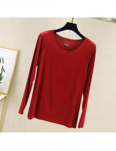 T-Shirts Fashion 2019 Slim Basic Solid Autumn Cotton T-Shirt Casual Women T Shirt Top Tee Crop Harajuku Elastic Thin Long Sle...