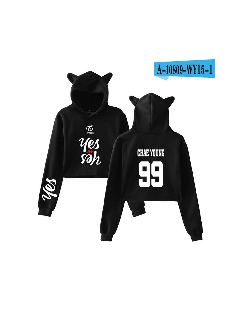 new fashion summer Crop Top Hoodies Twice Kpop Long Sleeve Cropped Hoodies Cat Hooded Pullover Crop Tops Clothes - Color 7 ...