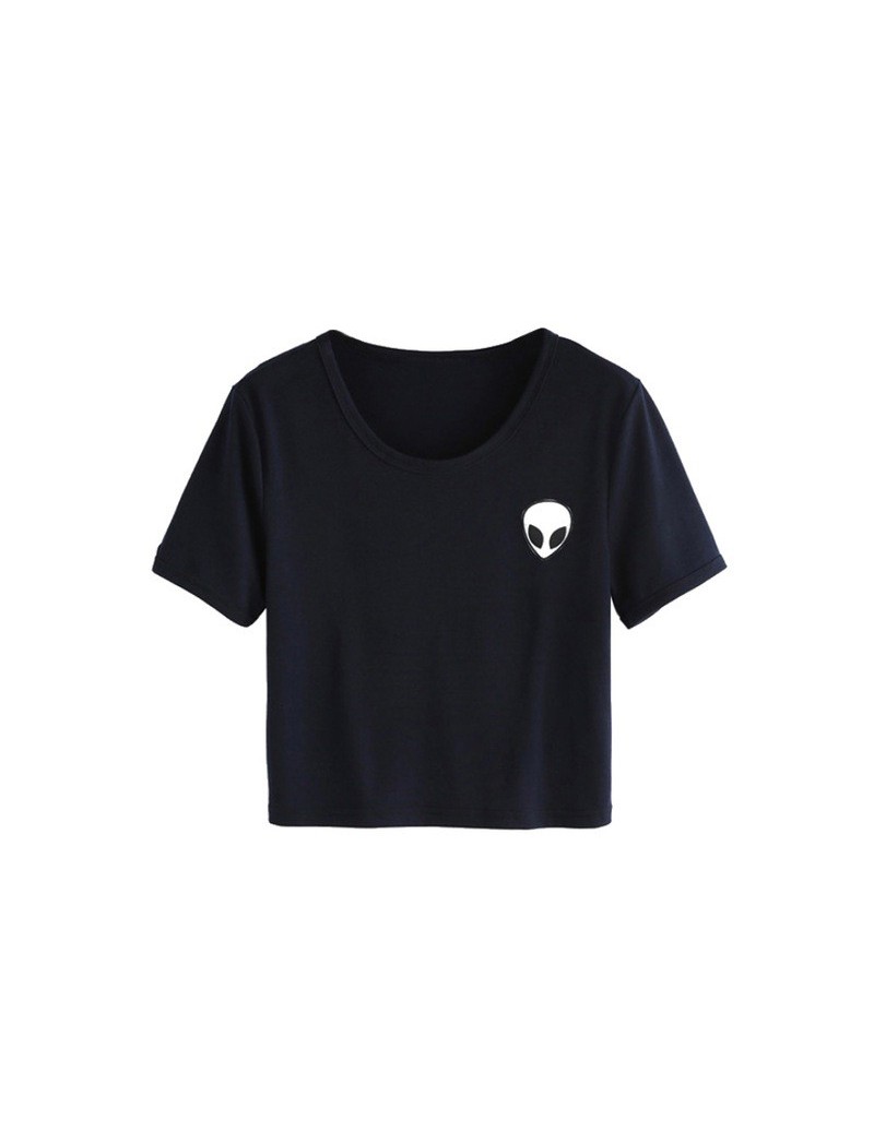 2019 Fashion 3d Print Aliens crop top Short Sleeve Short T Shirt Women Teenagers T-shirts Tops Summer Round Neck Tees Girls ...