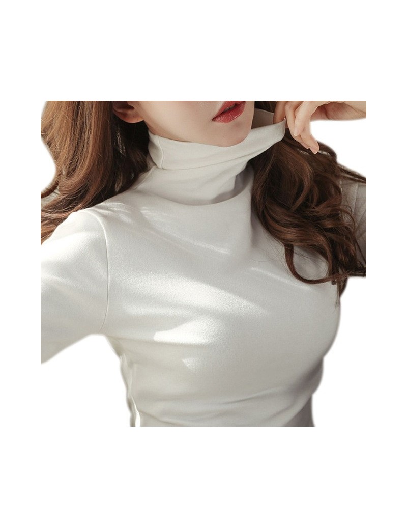 Hoodies & Sweatshirts New Hot Women Autumn Tops Skinny Slim Fit High Collar Long Sleeves Pullover Female Tee YAA99 - White - ...