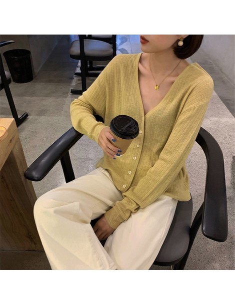 T-Shirts 2019 New Autumn Women Knitting T Shirts Long Sleeve V Neck Solid Loose Casual Cardigans Woman Soft Knitted Tees Tops...