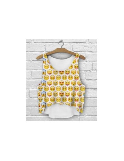 Tank Tops Multicolor Style T-Shirts 3D Women Tank Tops&Camis Printed Sleeveless Vest Girls Summer Short Crop Tops Irregular -...