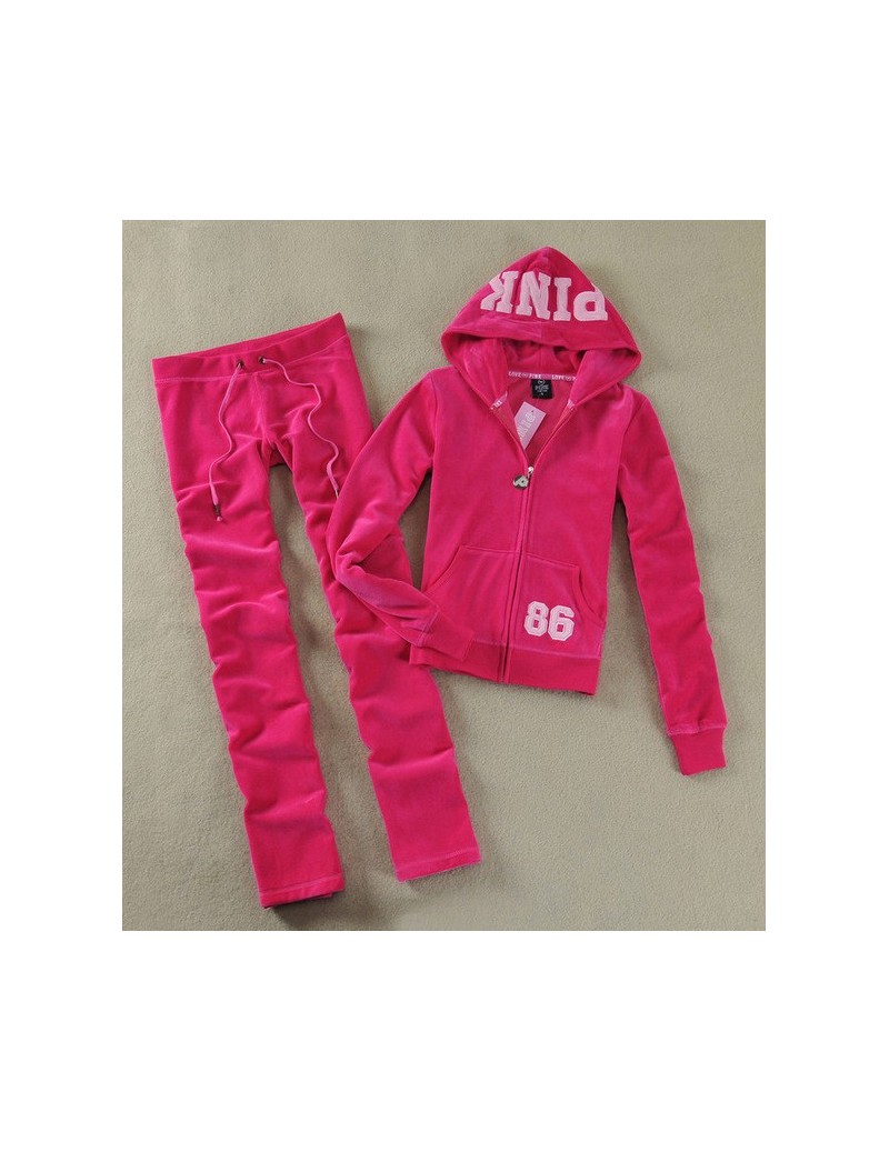 Women's Sets Spring / Fall 2019 PINK Women's Brand Velvet fabric Tracksuits Velour suit women Track suit Hoodies and Pants SI...