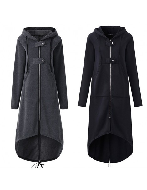 Trench Fashion Long Sleeve Hooded Trench Coat 2018 Autumn Black Zipper Plus Size 5XL Velvet Long Coat Women Overcoat Clothes ...