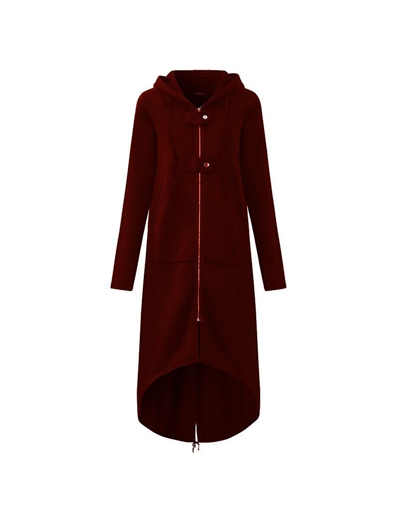 Fashion Long Sleeve Hooded Trench Coat 2018 Autumn Black Zipper Plus ...