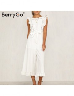 Jumpsuits linen rompers ruffled jumpsuit embroidery women jumpsuit Elegant hollow out sashes long jumpsuit romper ladies over...