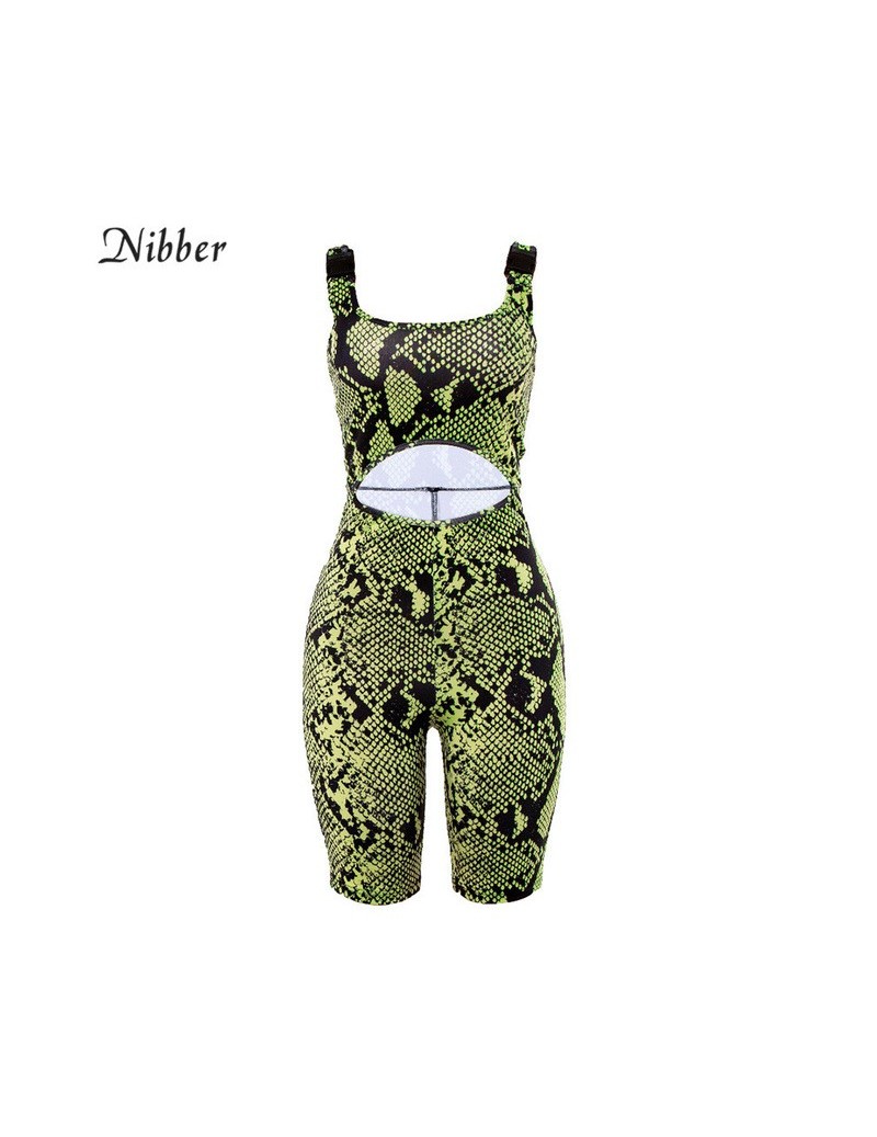 summer Snake print hollow stretch playsuit womens high street Active Wear2019 fashion Basic Casual Street playsuit mujer - Y...