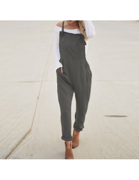 Jumpsuits 2019 Summer Women Strappy Solid Pockets Long Pencil Pants Jumpsuits Casual Work Rompers Dungarees Bib Overalls Plus...