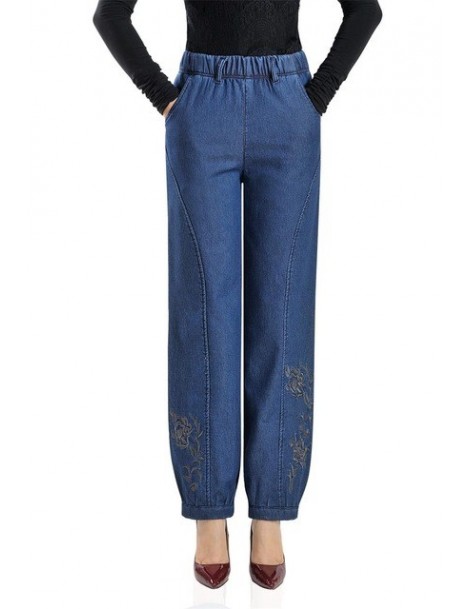 Jeans Women Winter Plus Velvet Jeans Lady Embroidery Fleece trousers Lantern jeans Pants Large Size 29-38 - 104 light blue - ...