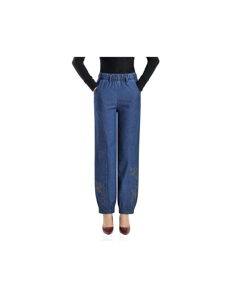 Women Winter Plus Velvet Jeans Lady Embroidery Fleece trousers Lantern jeans Pants Large Size 29-38 - 104 light blue - 4A384...