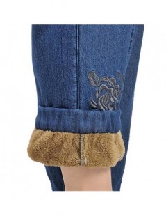 Jeans Women Winter Plus Velvet Jeans Lady Embroidery Fleece trousers Lantern jeans Pants Large Size 29-38 - 104 light blue - ...