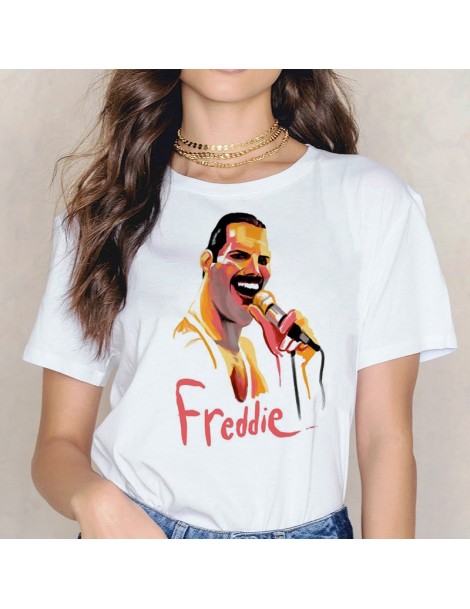 T-Shirts Freddie Mercury t shirt Ullzang tshirt women female hip hop new t-shirt ulzzang Queen Band aesthetic summer Casual f...