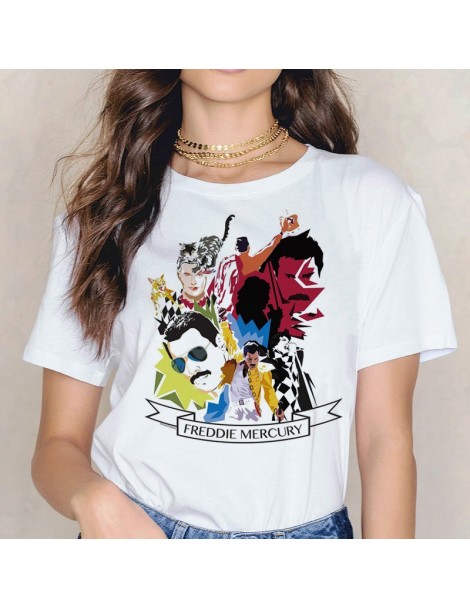 T-Shirts Freddie Mercury t shirt Ullzang tshirt women female hip hop new t-shirt ulzzang Queen Band aesthetic summer Casual f...
