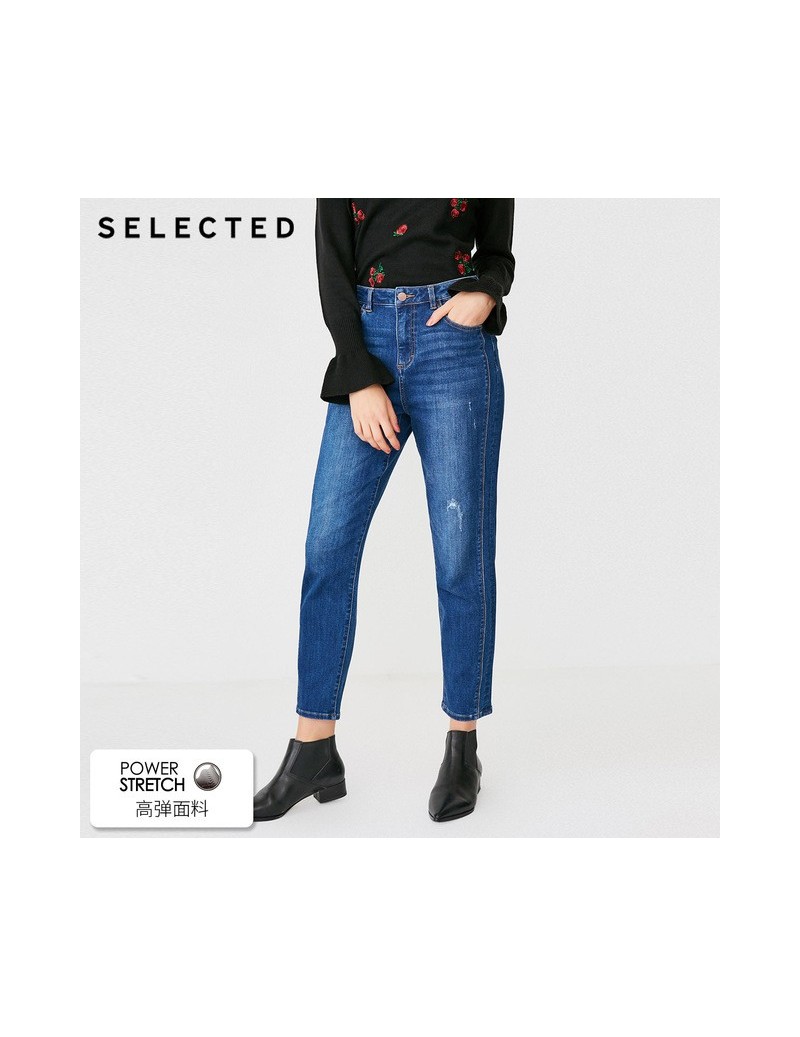 Women's Cotton-blend Stretch High-rise Spliced Wash Effect Jeans C 418432504 - MID BLUE DENIM AS - 4K3058179247
