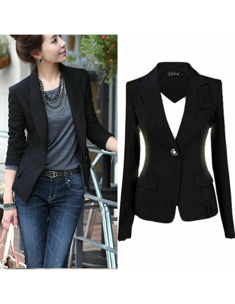 Women Slim Coat Casual Blazers One Button Jacket