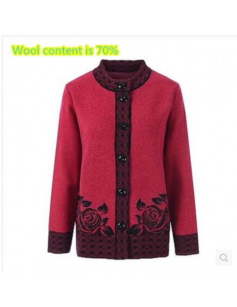 Cardigans The high quality mother sweater fashion hot diamonds 80% woolen cashmere in elderly women cardigan big size Warm mo...
