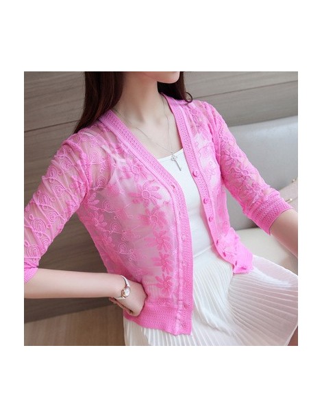 Cardigans 2018 Fashion Knitted Cardigan Hollow Summer Womens Sweater Female Cardigans Women's Lace Coats Outerwear Ladies Sum...