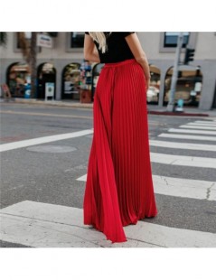 Skirts High Waist Women Fashion Lady Elegant Fold Soild Vintage Loose Beach Wrap Long Skirt 2019 New - Black - 4S4113106333-1...