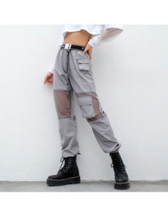 Pants & Capris Women Pants In a Cage Pocket High Waist Reflective Grey Gothic Korean Style Hippie Joggers Female Korean Style...