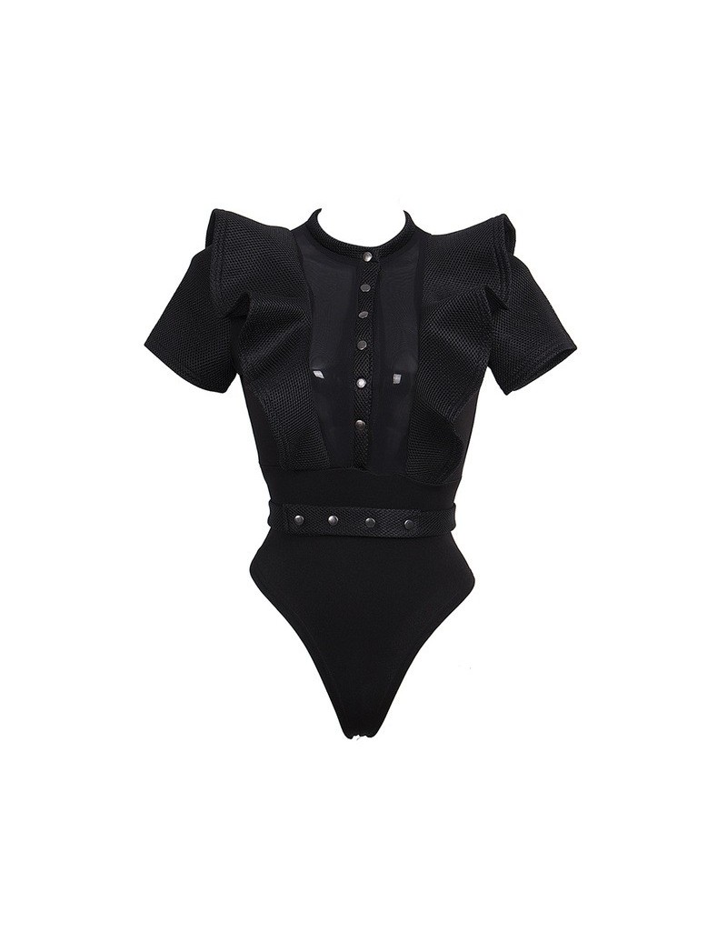 Womens Rompers Jumpsuit Summer Playsuits Ladies 2017 Fitness Sexy Hollow Out Lace Up Bodysuit Overalls for Women - Black - 4...