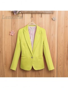 Blazers Hot Women New 2018 Candy Color Jackets Suit Slim Yards Ladies Blazers Work Wear Jacket - YELLOW - 4N3992145645-6 $33.29