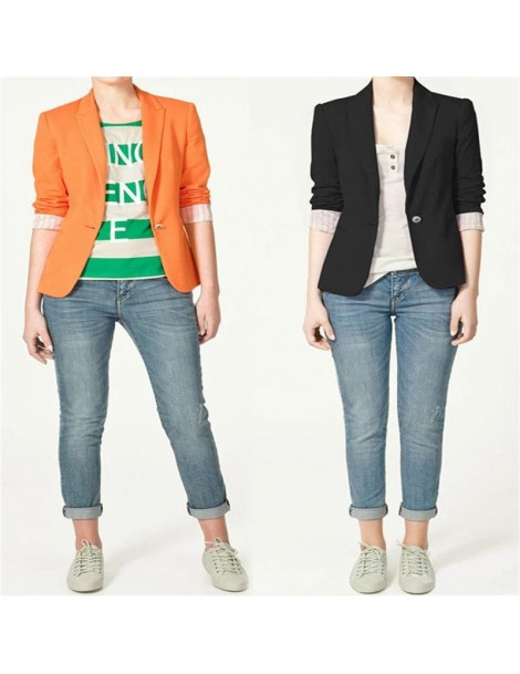 Blazers Hot Women New 2018 Candy Color Jackets Suit Slim Yards Ladies Blazers Work Wear Jacket - YELLOW - 4N3992145645-6 $29.43