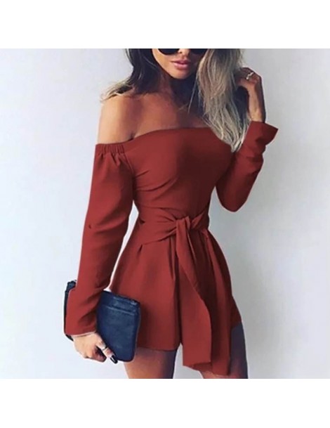 Rompers New Fashion Europe American Summer Jumpsuits Off-shoulder Loose Shorts Large Size Sexy Pants OM8898 - Black - 3300135...
