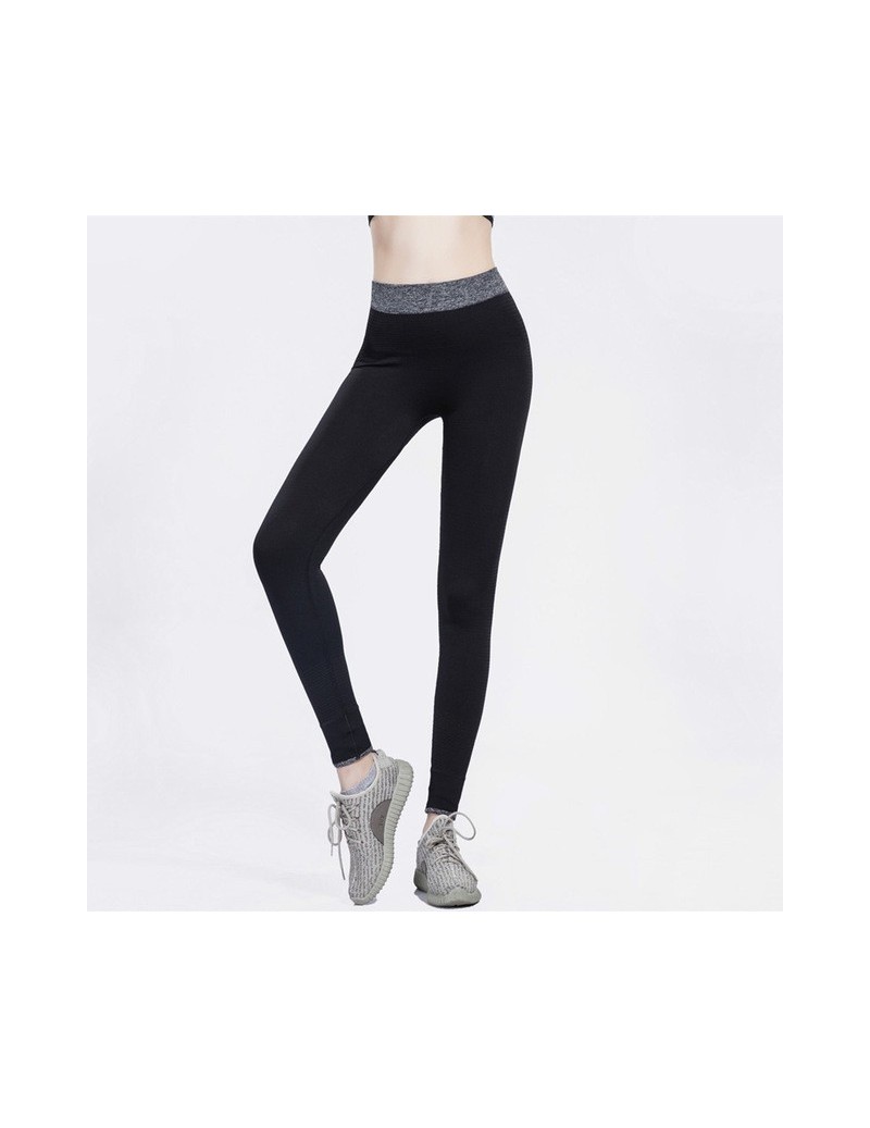 Sports pants female outdoor fitness running quick-drying nine points women's stitching tights women's fitness pant - Black -...