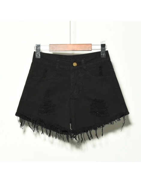 Denim Hole Shorts for Women Vintage High Waist Summer Casual Female Straight Mini Shorts Tassel Harajuku Jeans Plus Size - B...