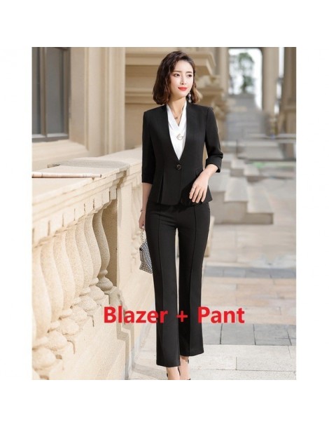 Pant Suits Formal Ladies Pant Suits for Women Business Suits White Blazer and Jacket Sets Work Wear Office Uniform Styles - B...