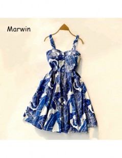 Dresses Marwin 2019 New-Coming Summer Women Spaghetti Strap Print Floral Sleeveless Empire Beach Dresses High Street Style - ...