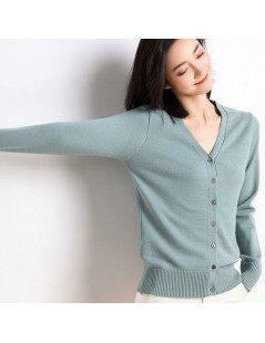 Cardigans Women's Knit Cardigan Sweater 2019 Spring Autumn Cashmere Cardigan Women Loose Sweater Outerwear - bohe green - 4V3...