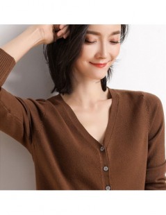 Cardigans Women's Knit Cardigan Sweater 2019 Spring Autumn Cashmere Cardigan Women Loose Sweater Outerwear - bohe green - 4V3...