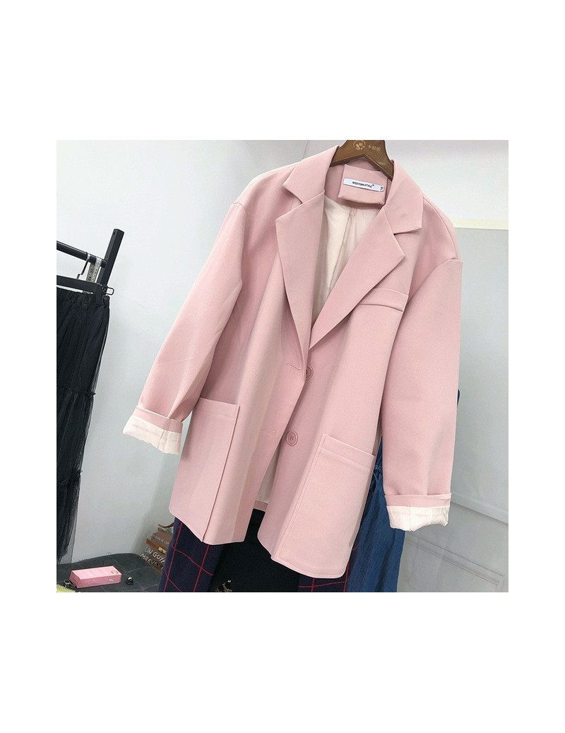Blazers Women's jacket 2019 autumn new women's casual solid color large pocket loose long sleeve small suit fashion ladies bl...