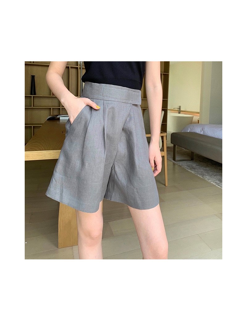 Shorts Summer Loose Women's Shorts High Waist Ruched Large Size Solid Wide Leg Short Female 2019 Fashion Clothing Tide - blac...