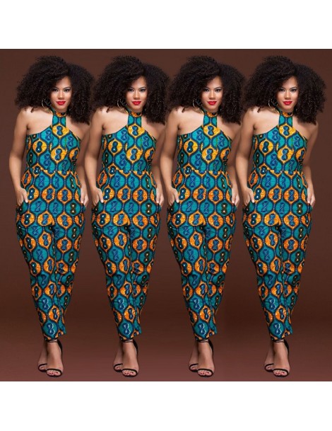 Jumpsuits Off Shoulder Dashiki African Ethnic Sexy Sleeveless Halter Rompers Womens Jumpsuit Summer Overall 2019 Casual One P...