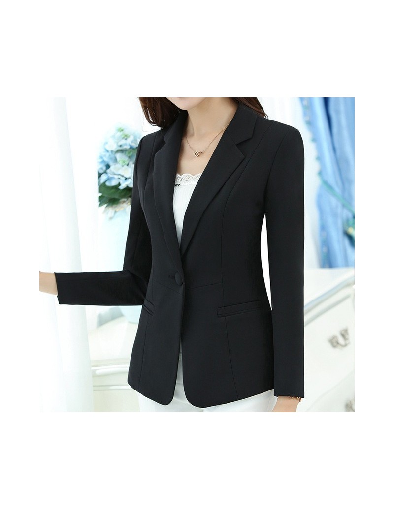 Plus Size 5XL Spring Jacket Female Coats Blazer Feminino Long Sleeve One Button Women Small Suit Jackets Office Blazers - bl...
