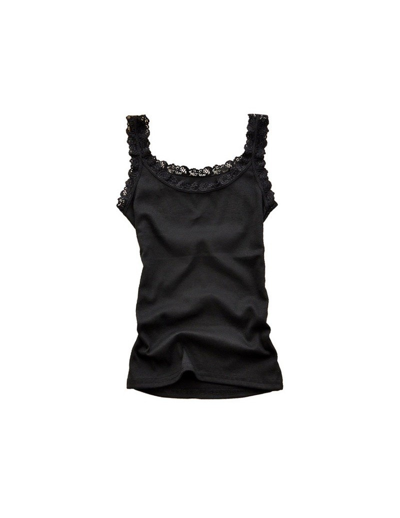 Summer Fashion Women Sexy Tank TopsMulticolors Sleeveless Bodycon Temperament T-shirt Vest Lace Camisole Top - Black - 4T301...