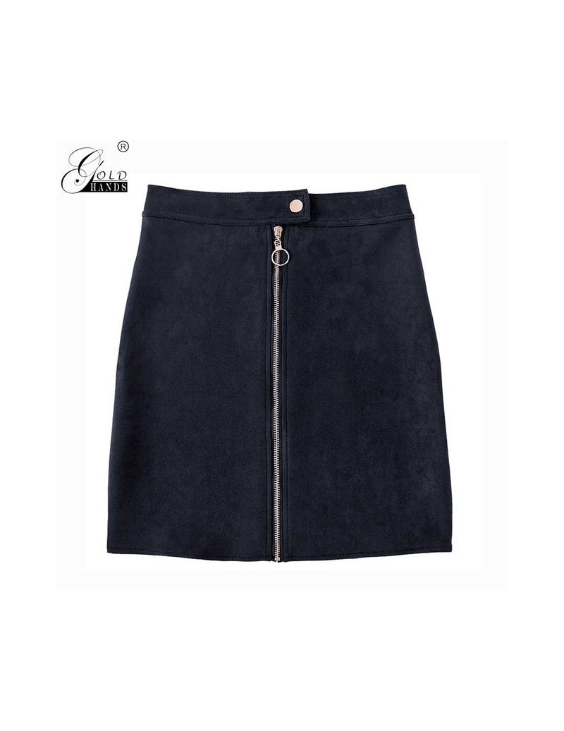 Suede Solid A Line Mini Short Skirts Women High Waist Button Zipper Sexy Harajuku Tube Skirts Female Saia Free Ship - Black ...