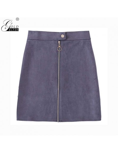 Skirts Suede Solid A Line Mini Short Skirts Women High Waist Button Zipper Sexy Harajuku Tube Skirts Female Saia Free Ship - ...