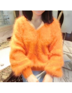 Pullovers 2019 Women ladies Sweaters and pullovers Lantern sleeves Pure 100% Mink Cashmere Knitted Pullover sweater Z056 - 27...