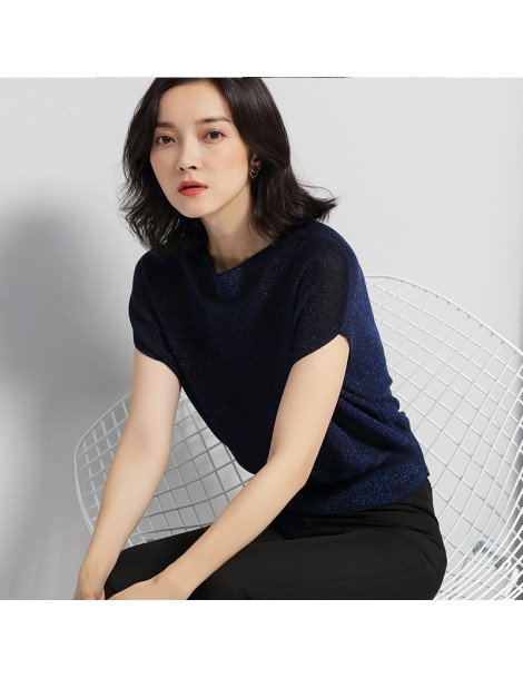 Pullovers Shiny Lurex Summer knitted Pullover Women Sweater Shirt Female All-match Batwing Sleeve Tops Pullover Jumper Korean...