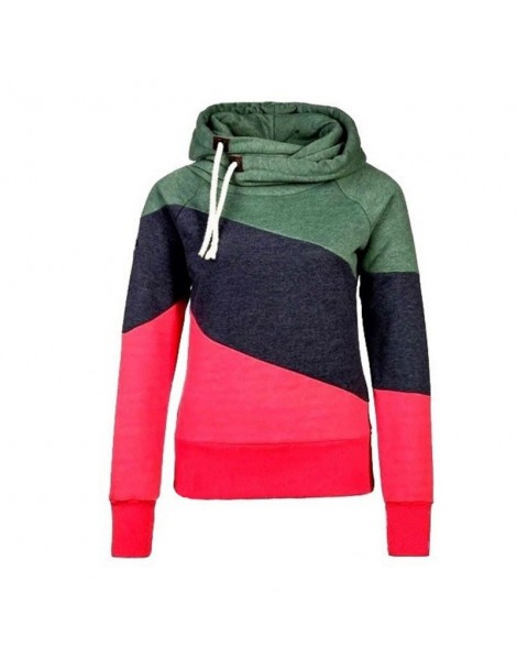 Hoodies & Sweatshirts Hot Sale Women Autumn Hoodies Contrast Color Long Sleeves Hooded Pullover Thick Tops CXZ - As shown - 4...