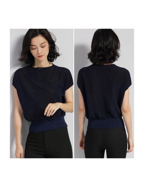 Pullovers Shiny Lurex Summer knitted Pullover Women Sweater Shirt Female All-match Batwing Sleeve Tops Pullover Jumper Korean...