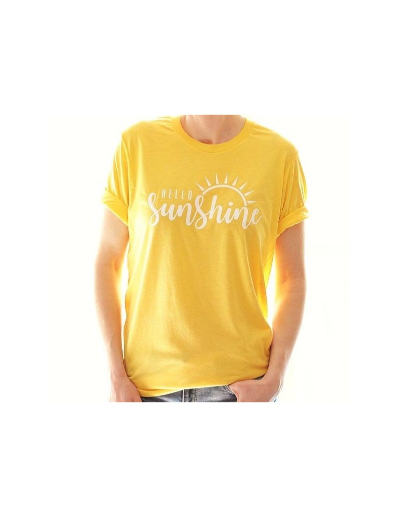 T-Shirts Say "hello sunshine" to everyday Women shirt summer style cotton tshirt drop ship - Olive-white txt - 5B111197969955...