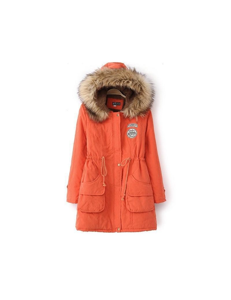 Parkas 2019 New Women Parkas Winter Plus Size Coat Thickening Cotton Winter Hooded Jacket Female Snow Outwear - orange - 4F30...