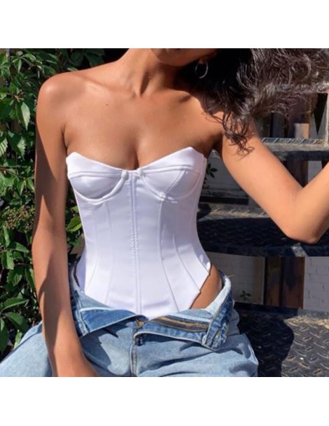 Bodysuits Women Yellow Skinny Bustier Bodysuit Female White Sexy Strapless Club Party Bodysuits Fitted Plain Womens Top Overa...