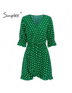 Dresses Women's short dress Ruffled green polka dot plus size sexy beach dresses Half sleeve print summer party short vestido...
