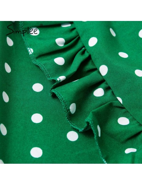 Dresses Women's short dress Ruffled green polka dot plus size sexy beach dresses Half sleeve print summer party short vestido...