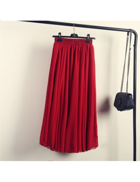 3 Layer Chiffon Long Skirts For Women Elegant Casual High Waist Boho Style Beach Maxi Skirts Saias 80/90/100cm 2019 Spring S...